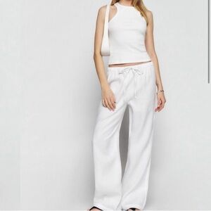 Reformation White Linen Pant